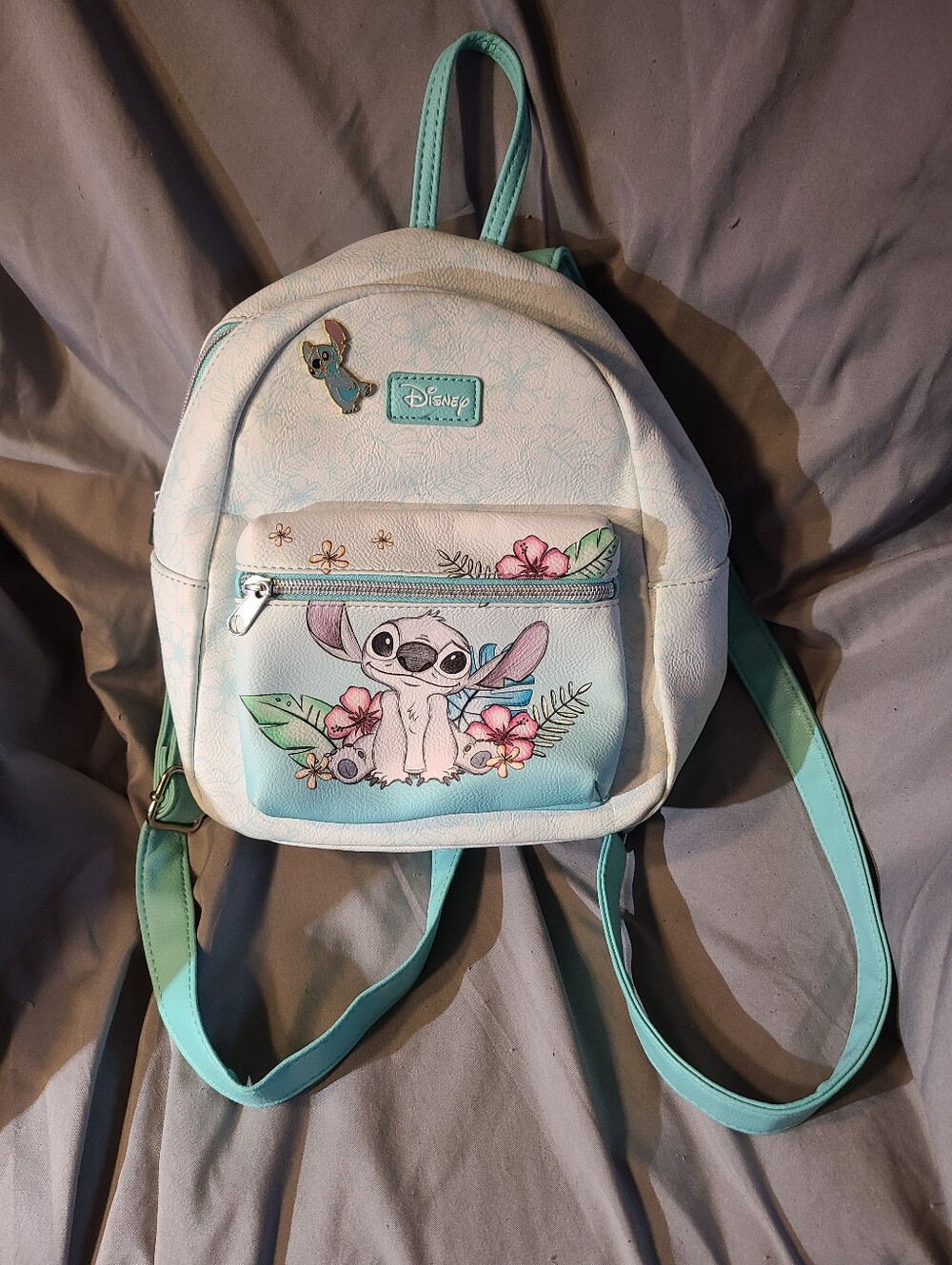 Disney Stitch Mini Backpack - Light Teal/White - Picture 1 of 7